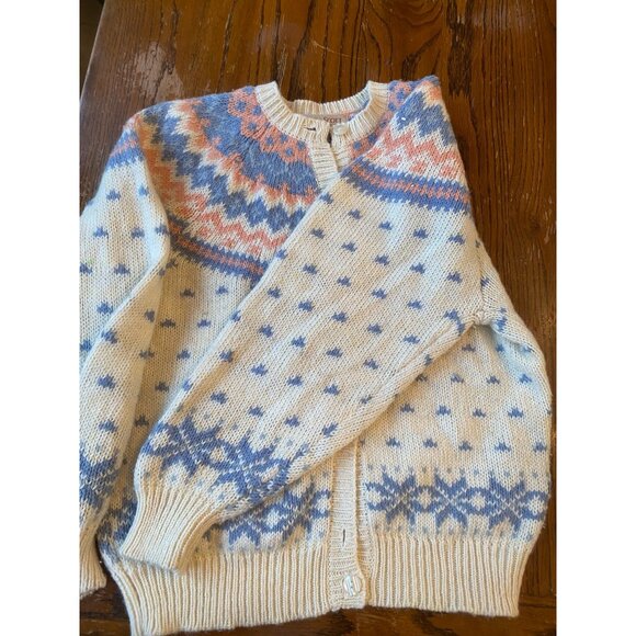 Vintage Karen Scott Nordic-Inspired Knit Cardigan Sweater Size L Acrylic & Wool - Picture 2 of 6